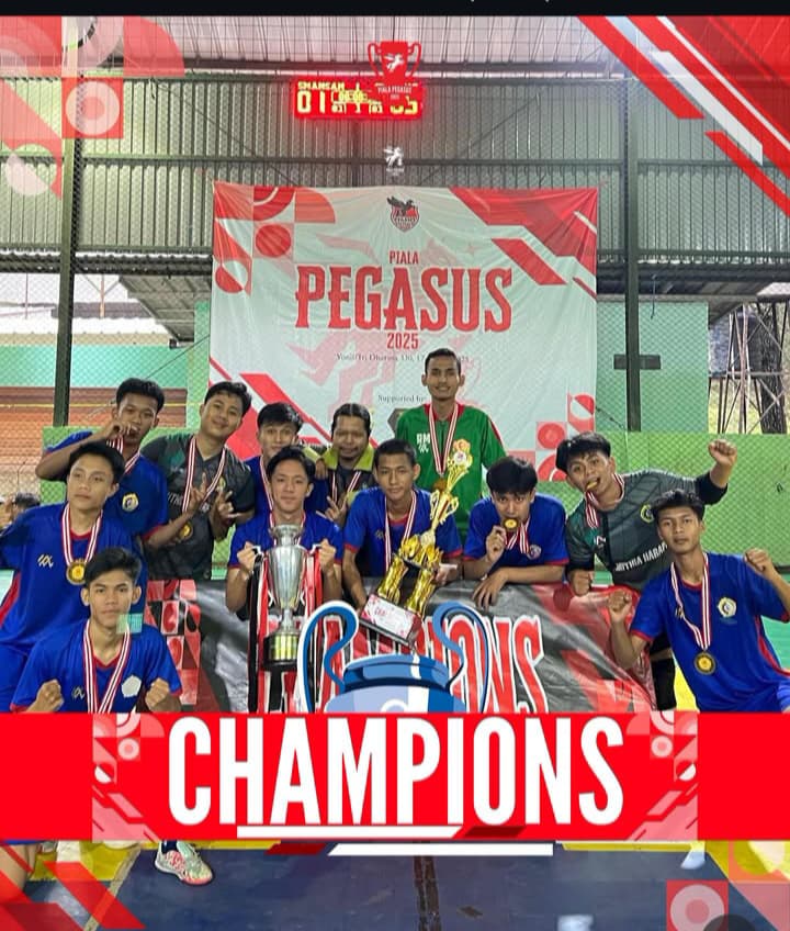 TIM FUTSAL PUTRA SMK MUTHIA HARAPAN CICALENGKA RAIH JUARA 1 DI TURNAMEN FUTSAL PIALA PEGASUS YONIF 330 DAN SABET TIGA NOMINASI BERGENGSI