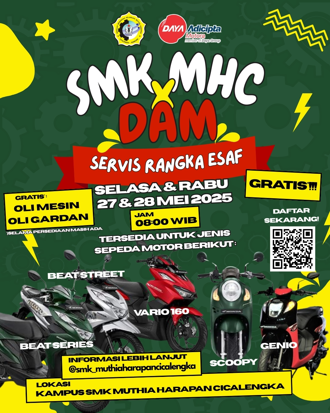 SMK Muthia Harapan Cicalengka Gelar Servis Gratis Rangka eSAF untuk Motor Honda